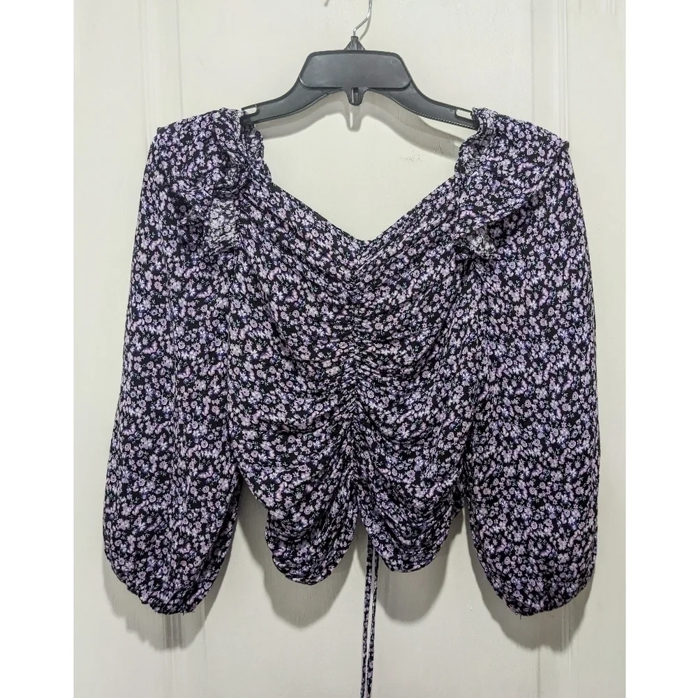 Zara | Ruched Floral Print Crop Top